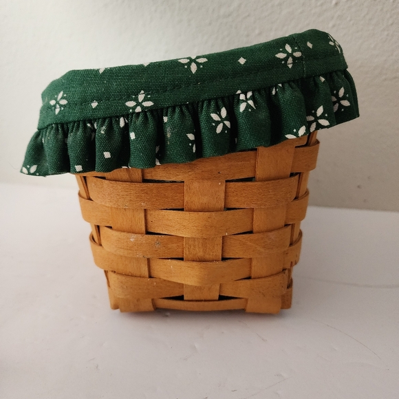 Longaberger 1997 Angled Basket With Green Floral Liner Card Keeper Basket - Picture 5 of 12